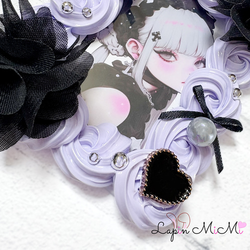 パープル ホイップデコ 硬質トレカケース B8 シフォン 黒 ゴシック