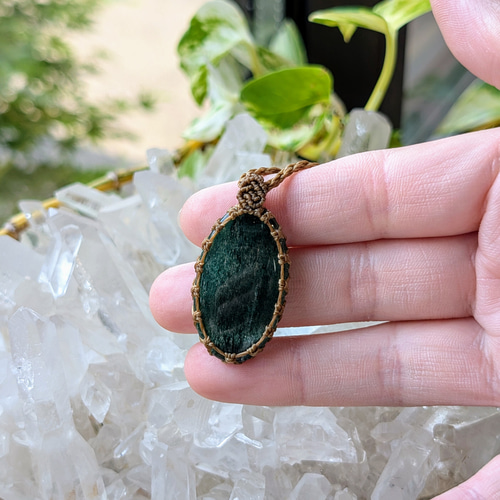 ☆グリーンアベンチュリン・アベンチュリン☆マクラメ編みネックレス