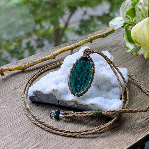 ☆グリーンアベンチュリン・アベンチュリン☆マクラメ編みネックレス