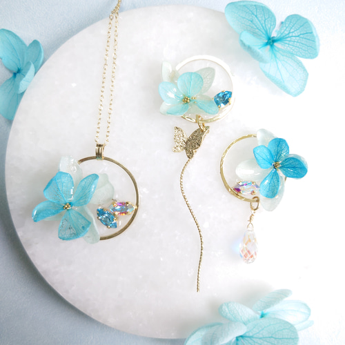 紫陽花ミルフィーユ Hydrangea＆Bijou【ピアスorイヤリング