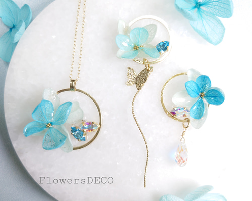 紫陽花ミルフィーユ Hydrangea＆Bijou【ピアスorイヤリング