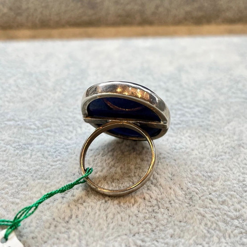 ハンドメイド青色天然石シルバーリング