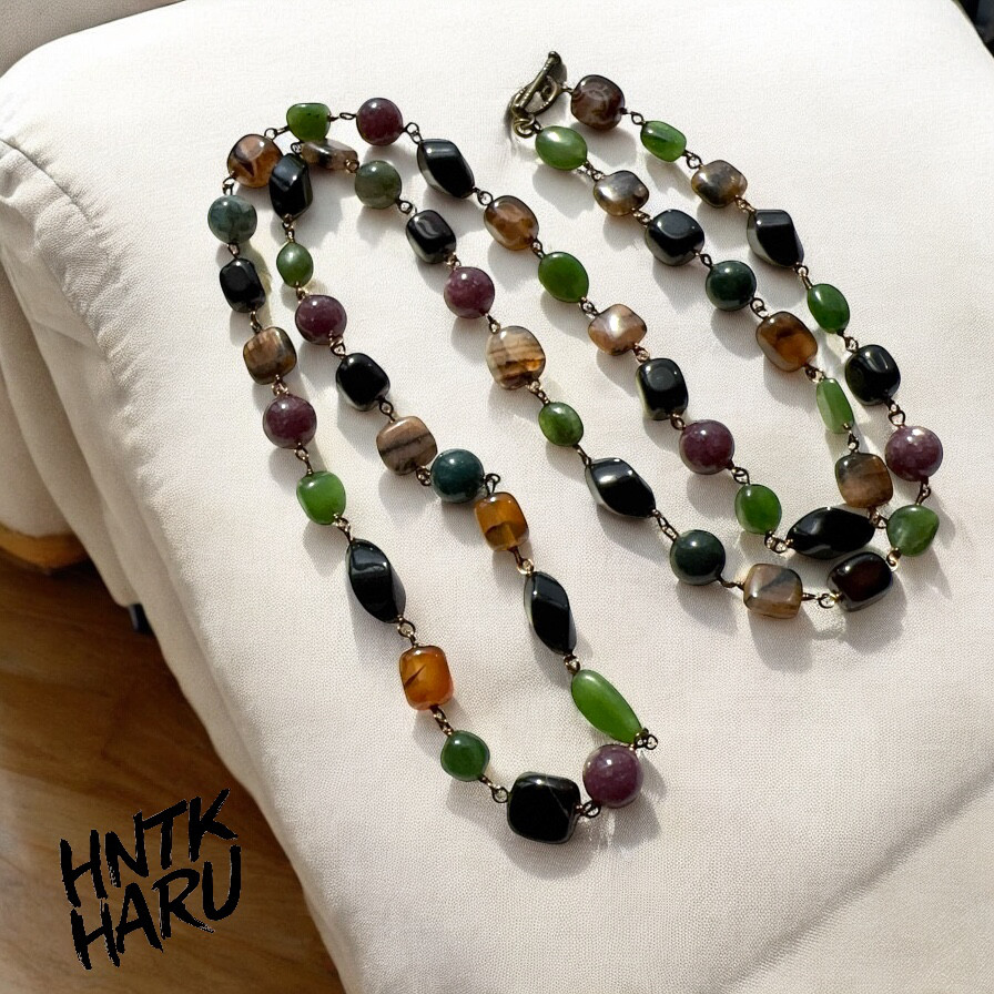 HNTK ネフライト＆レピドライト ロングネックレス　N0742