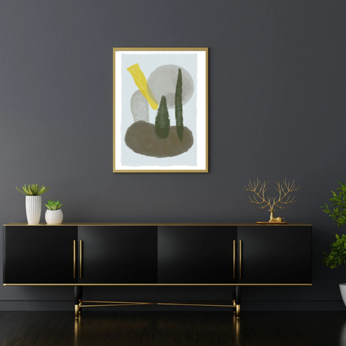 ポスター 抽象画 森の静けさ 北欧 アースカラー 水彩画 ペイント