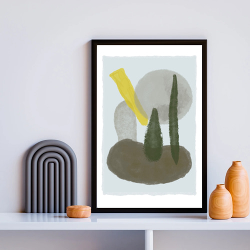 ポスター 抽象画 森の静けさ 北欧 アースカラー 水彩画 ペイント