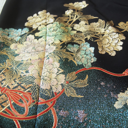 たかちゃん様専用】着物リメイク ドレス＆ボレロ 黒留袖 枝牡丹 刺繍