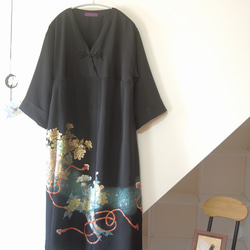 牡丹の花束 留袖ドレス＊ロングペチコート付き 着物リメイク