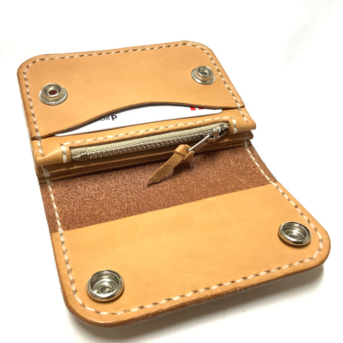 ハンドメイド 牛革 タンニン鞣し ヌメ革 ミニウォレット ミニ財布