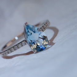 天然ダイヤモンド付きアクアマリンペンダントトップk18 ペンダント