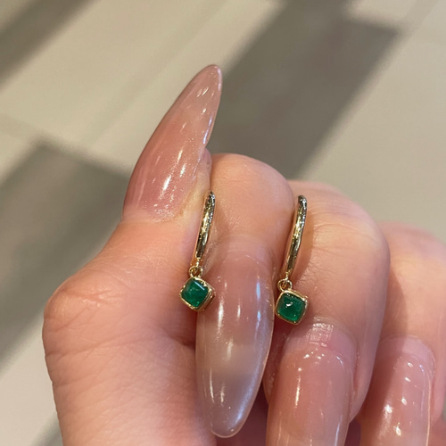 エメラルドフープピアスk18 2106 ピアス（フープ） パール大好き(購入  