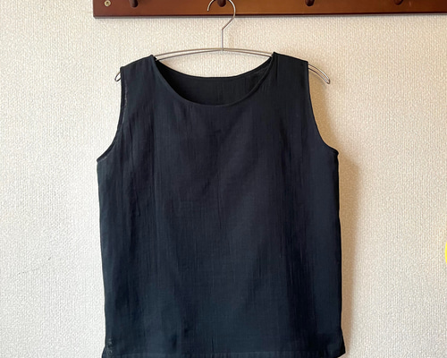 りみ様　ダブルガーゼ　タンクトップ ダブルガーゼのシンプルなタンクトップ【スミ黒】 タンクトップ