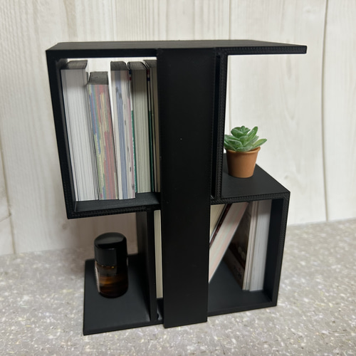 一点物 豆本 コレクション 本棚付き 1点のみ【豆ガシャ本】ミニチュア本棚（柱付きステップタイプ