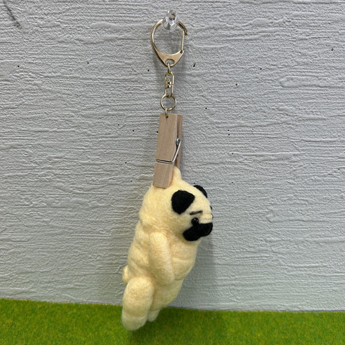 つままれパグ 羊毛フェルト キーホルダー 羊毛フェルト toiro 通販