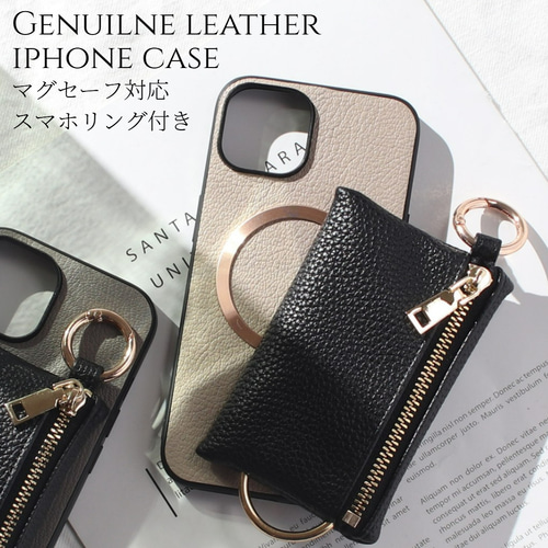 iphone15 ケース 本革 15Pro MAX 小銭入れ付き レザー カード収納 財布
