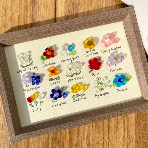 飾れるお花図鑑 シーグラスアート☆ 図鑑 花 置物 欧米 雑貨