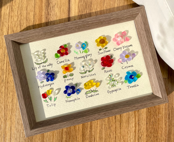 飾れるお花図鑑 シーグラスアート☆ 図鑑 花 置物 欧米 雑貨
