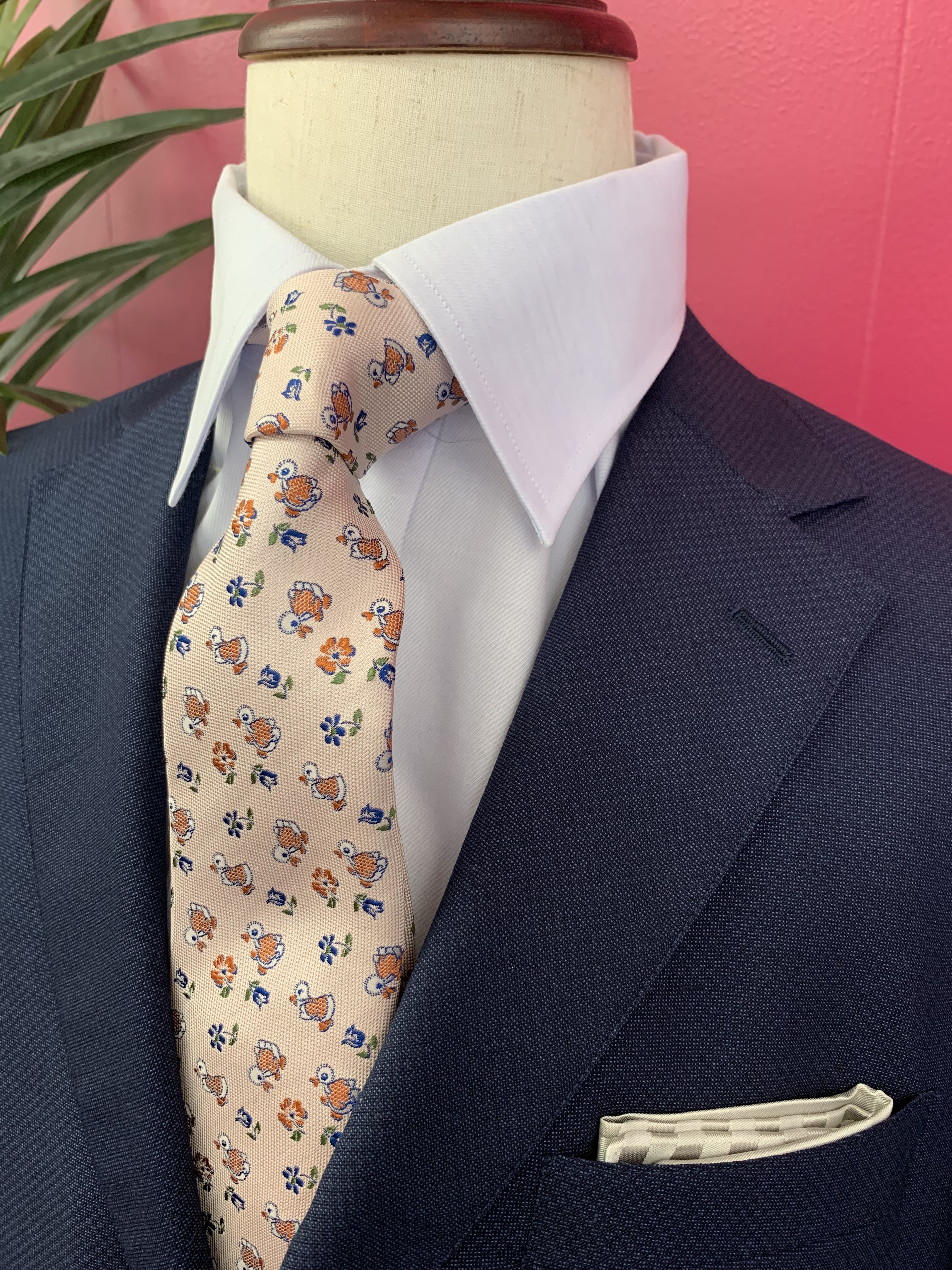 ひよこと小花　シルクネクタイ　送料無料