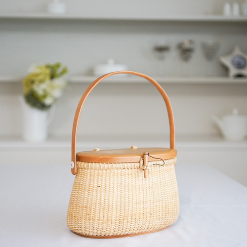ナンタケットバスケット・クリール蓋付き かごバッグ Nantucket Style