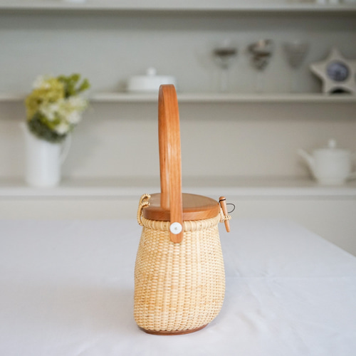 蓋付き　ナンタケットバスケット ナンタケットバスケット・クリール蓋付き かごバッグ Nantucket Style