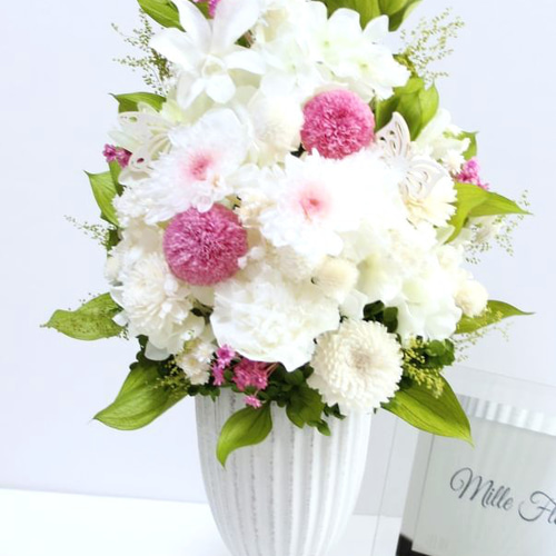 ピンク仏花 プリザーブドフラワー お供え お悔やみ 前机 枯れない