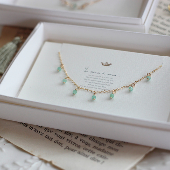 les sept etoiles' エメラルド・5月誕生石・14KGFブレスレット 1枚目の画像