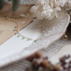 les sept etoiles' エメラルド・5月誕生石・14KGFブレスレット 2枚目の画像