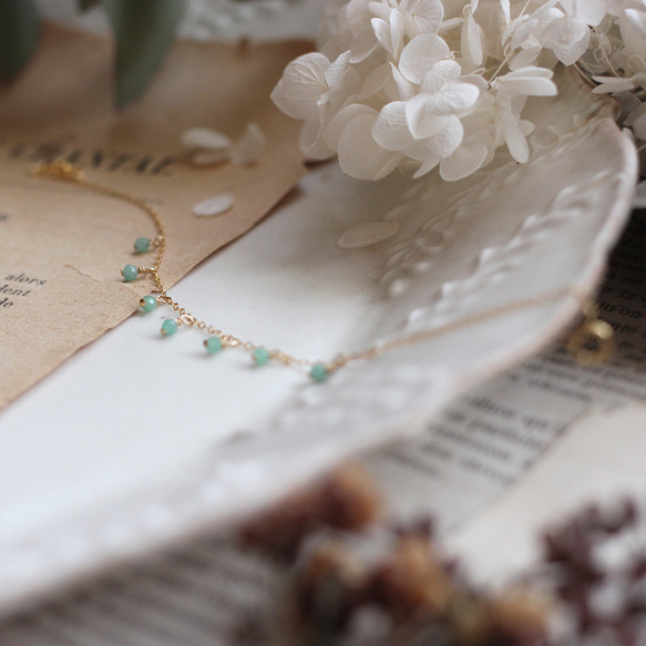 les sept etoiles' エメラルド・5月誕生石・14KGFブレスレット 2枚目の画像