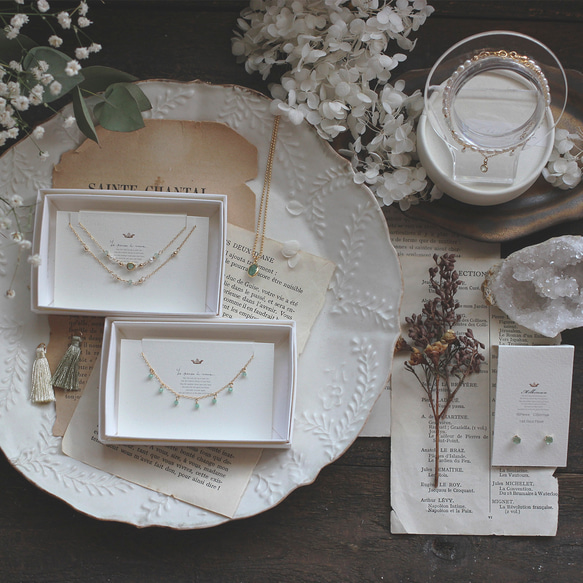 les sept etoiles' エメラルド・5月誕生石・14KGFブレスレット 5枚目の画像