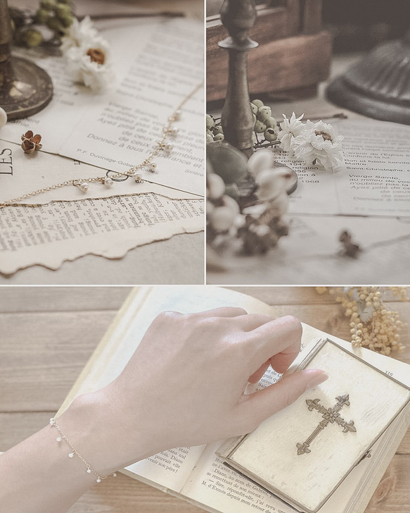 les sept etoiles' エメラルド・5月誕生石・14KGFブレスレット 6枚目の画像