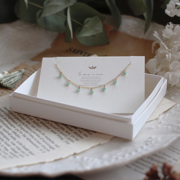 les sept etoiles' エメラルド・5月誕生石・14KGFブレスレット 4枚目の画像