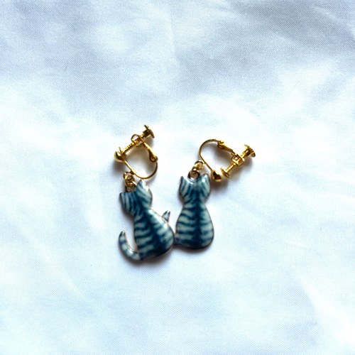 送料無料】アメショー 猫アメリカンショートへアうしろ姿レジンアクセ