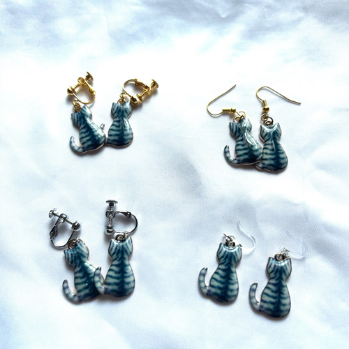 送料無料】アメショー 猫アメリカンショートへアうしろ姿レジンアクセ