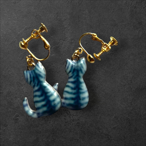 送料無料】アメショー 猫アメリカンショートへアうしろ姿レジンアクセ