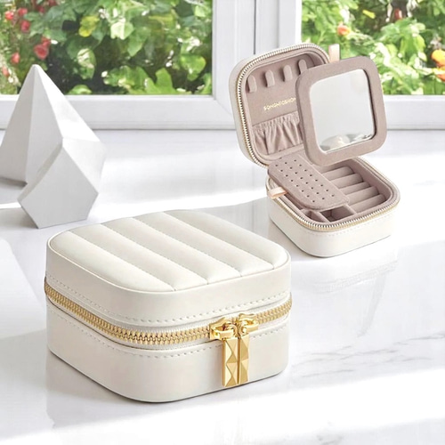 Mサイズミラー付きコンパクト ジュエリーボックス アクセサリーケース