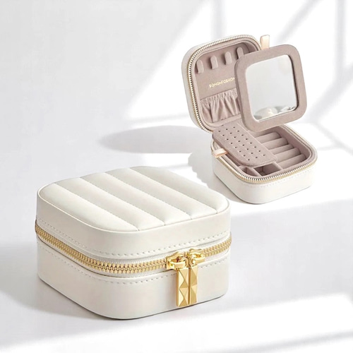 Mサイズミラー付きコンパクト ジュエリーボックス アクセサリーケース