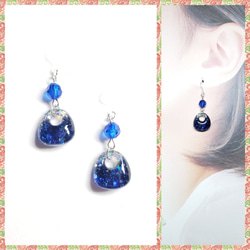 No.1376-E 琉球ガラス☆ピアス・イヤリング☆チャーム(オレンジ  