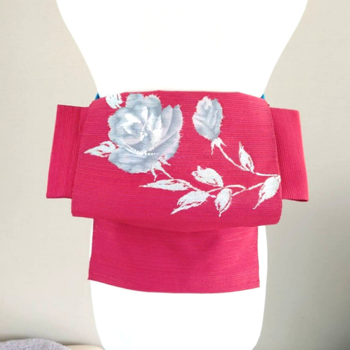 A4 朝顔の花模様 ピンク色 六通 正絹 薄物 夏用 絽 紗 付け帯・作り帯 db06921eca238c926184ac9ca44994