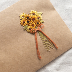 受注作成】ひまわりのレターセット／刺繍 レターセット wakako