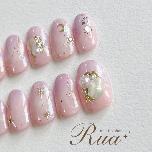 淡色星空ネイルチップ♡ ニュアンスネイル 星空ネイル 七夕ネイル