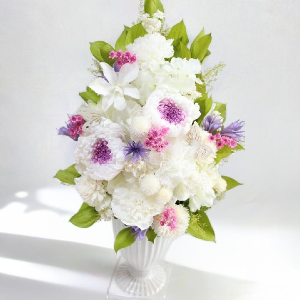 パープル仏花 プリザーブドフラワー お供え お悔やみ 前机 枯れない お供え 花 お悔やみ お盆 ペット