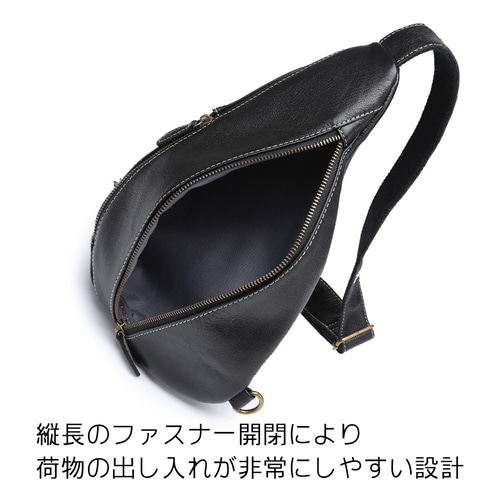 ボディバッグ 本革 レザー ブラック 黒 ショルダーバッグ