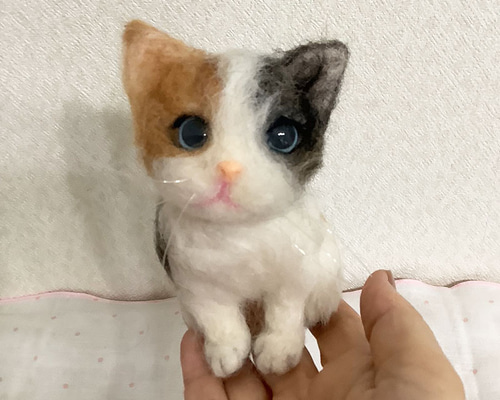 かわいい三毛猫＊羊毛フェルト＊ねこ＊ 羊毛フェルト moco3871 通販