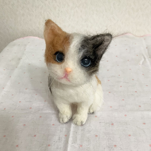 かわいい三毛猫＊羊毛フェルト＊ねこ＊ 羊毛フェルト moco3871 通販