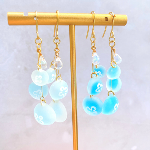 ミズクラゲピアス レジン 揺れる すりガラス風 夏アクセサリー 海