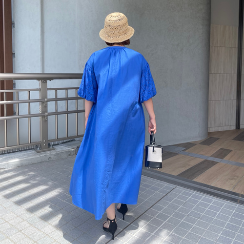 リネンコットン♡バスト120㎝ 超ゆったり&着やせ♡お袖レースコンビ