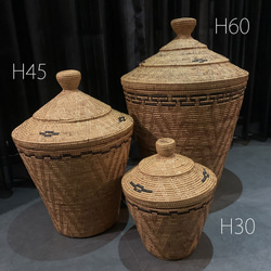 アタ 伝統工芸 アタ製品 蓋つき つぼ型 バスケット カゴ 収納 タオル