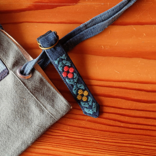 デニムリメイク☆タグチャーム☆アメリカンレトロ•②☆4個セット ベスト デニム ノーカラー ステッチ ショート丈 カジュアル