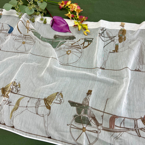 *マニー*カフェカーテン カフェカーテン 馬車プリント カーテン panii(パニ) 通販