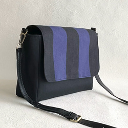 ブラックストライプショルダーバッグ Lace Ladies ショルダーバッグ バッグ ストライプベルト付き