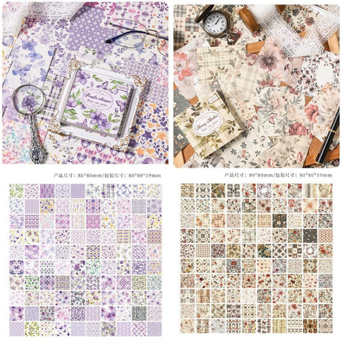 迷花蔓园 6種 600枚 手書き紙 コラージュ素材 ペーパー メモ帳 メモ帳